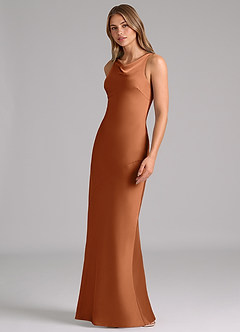 Azazie Allettie Brautjungfernkleider Meerjungfrau-Linie Stretch-Satin Kleid Kupfer image4