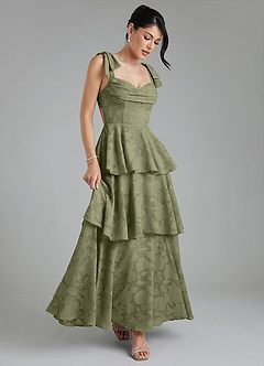 Azazie Jude Bridesmaid Dresses Pistachio A-Line Sweetheart Neckline Floral Burnout Dress image7