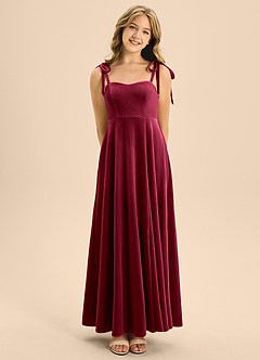 Azazie Rosey Junior Burgundy A-Line Sweetheart Neckline Velvet Dress image5