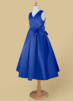 Azazie Ronda Final Sale Royal Blue A-Line Pleated Matte Satin Dress image5