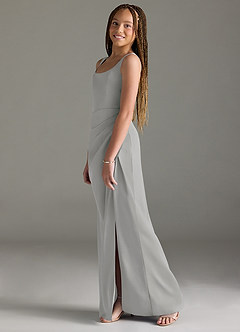 Azazie Mero Junior Silver Mermaid Pleated Stretch Satin Dress image4