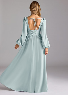 Azazie Norah Robes de demoiselle d'honneur Robe Trapèze en Satin extensible Brume image2