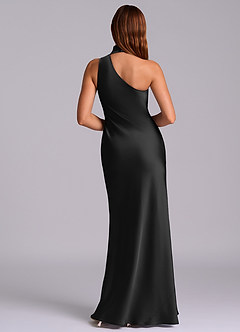 Azazie Seona 신부 들러리 드레스 인어 한쪽 어깨 스트레치 새틴 바닥 길이 드레스 image4