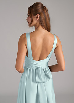 Azazie Kora Vestidos de damas de honor Vestido de Neblina de Satén Elástico de Corte en A con Plisado image2