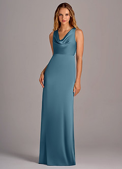 Azazie Wrenlee Robes de demoiselle d'honneur Robe Trapèze en Satin extensible Bermude image1