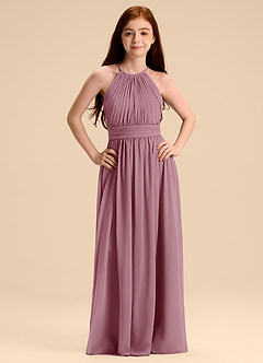 Azazie Malone Junior Robe Trapèze en Mousseline de soie Plissée Mauve Vintage image7