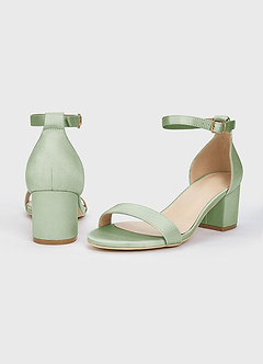 front Matchende farve matte satin sandaler med blokhæl og kuvertclutch sæt