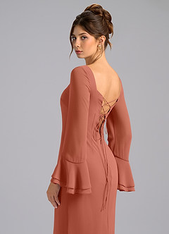 Azazie Leone Final Sale Clay Mermaid Corset Chiffon Dress image2