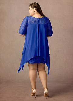 Azazie Flo Mother of the Bride Dresses Royal Blue A-Line Lace Chiffon Dress image7