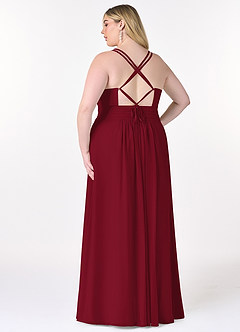 Azazie Farren Robes de demoiselle d'honneur Robe Trapèze Convertible en Mousseline de soie Plissée Bourgogne image11