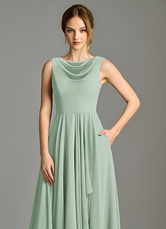 Azazie Wonderland Bridesmaid Dresses Agave A-Line Pleated Chiffon Dress image7