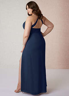 Azazie Manila Bridesmaid Dresses Dark Navy Sheath V-Neck Chiffon Dress image10