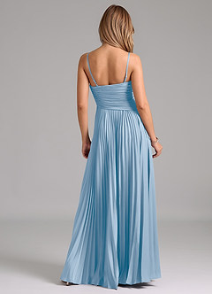 Azazie Vini Schlussverkauf A-Linie Plissee Stretch-Satin Kleid Dusty Blue image6