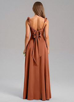 Azazie Everett Bridesmaid Dresses Cedar Rose A-Line Stretch Satin Dress image2