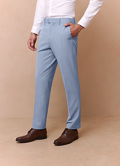 front Savile Light Blue Wool Blend Dress Pants