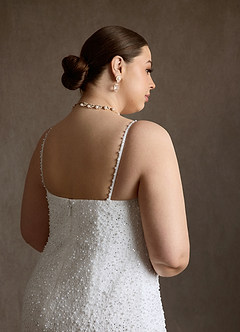 Azazie Zinca Vestidos de novia Vestido Diamante Blanco de Cuentas de Corte Recto con Escote corazón image10