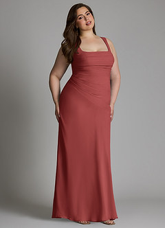 Azazie Agustina Bridesmaid Dresses Terracotta Mermaid Corset Chiffon Dress image14