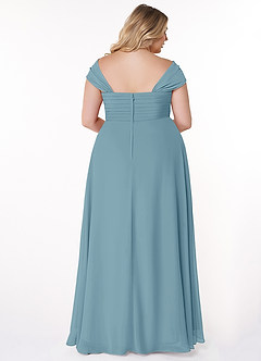 Azazie Kaitlynn Bridesmaid Dresses Moody Blue Empire Ruched Chiffon Convertible Dress image11