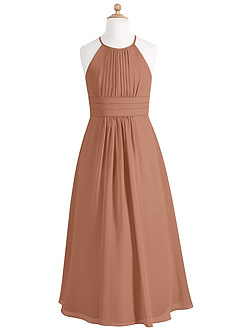 Azazie Bonnie Junior Bronzer A-Line Pleated Chiffon Dress image5