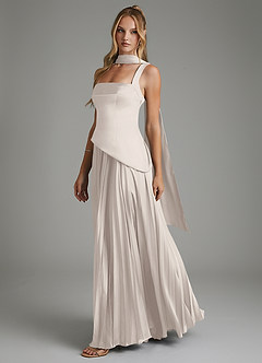 Azazie Stephanie Bridesmaid Dresses White Alabaster A-Line Corset Stretch Satin Dress image8