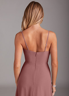 Azazie Breonna Abiti da Damigella Abito A-Line in Chiffon Scollo a Cuore Rosa Del Deserto image6