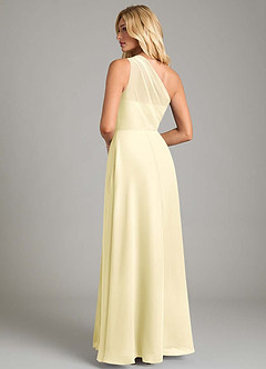 Azazie Phaedra Bridesmaid Dresses Lemon Sorbet A-Line One Shoulder Chiffon Dress image2
