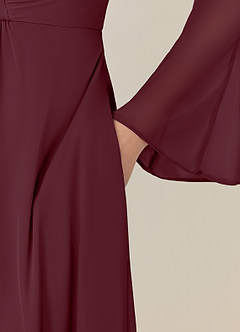 Azazie Teraso Mother of the Bride Dresses Cabernet A-Line Pleated Mesh Dress image8