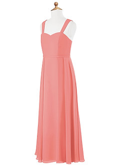 Azazie Simoan Junior Abito A-Line in Chiffon Scollo a Cuore Corallo image6