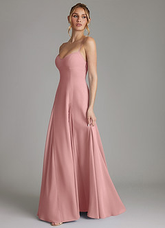 Azazie Imani Abiti da Damigella Abito A-Line in Chiffon Scollo a Cuore Rosa Polverosa image5
