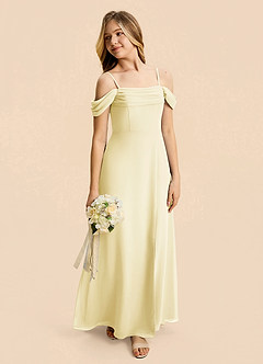 Azazie Lilly Junior A-Linie Plissee Chiffon Kleid Zitronensorbet image5