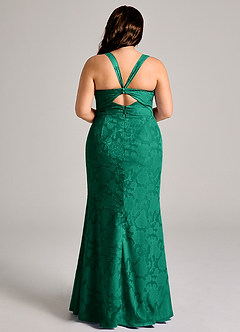 Azazie Mero Bridesmaid Dresses Emerald Sheath Pleated Floral Burnout Dress image8