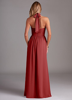 Azazie Avary Bridesmaid Dresses Rust A-Line Pleated Chiffon Dress image8