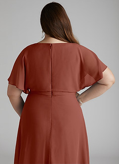 Azazie Aaliyah Modest Bridesmaid Dresses A-Line Scoop Pleated Chiffon Floor-Length Dress image10