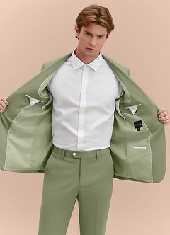 front James Pistachio Structured Stretch Suit Jacket