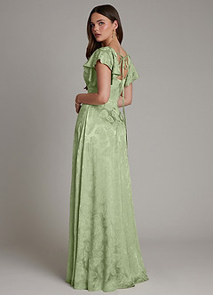 Azazie Keya Brudtärnklänningar Klä av A-Linje i Jacquard Rynkad Salviagrön Jacquard image4