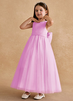 Azazie Cookie Flower Girl Dresses Candy Pink A-Line Bow Tulle Dress image4