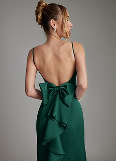 Azazie Zherra Bridesmaid Dresses Emerald Mermaid Bow Stretch Satin Dress image7