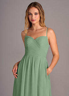 Azazie Joni Bridesmaid Dresses Matcha A-Line Strapless Chiffon Convertible Dress image2