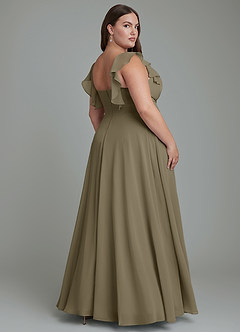 Azazie Leilani Bridesmaid Dresses Willow Green A-Line Pleated Chiffon Dress image7