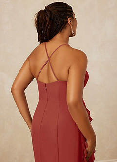 Christian Siriano Bridal for Azazie 1006 Bridesmaid Dresses Terracotta Mermaid Ruched Chiffon Dress image16