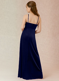 Azazie Solange Junior Dark Navy A-Line Velvet Dress image2