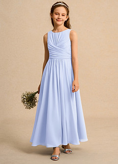 Azazie Ducky Junior Formal Blumenmädchenkleider A-Linie Plissee Chiffon Kleid Lavendel image4