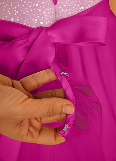 Azazie Tay Flower Girl Dresses Fuchsia A-Line Sequins Tulle Dress image4