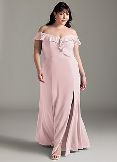 Azazie Sophie Bridesmaid Dresses Blushing Pink A-Line Off the Shoulder Chiffon Convertible Dress image6