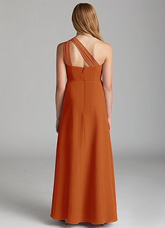 Azazie Maive Junior Paprika A-Line Pleated Chiffon Dress image3