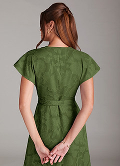 Azazie Ling Robes de demoiselle d'honneur Robe Trapèze en Blumen-Burnout Plissée Olive image8