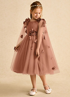 Azazie Staria Abiti da Ragazza di Fiori Abito Principessa in Tulle Increspato Bronzo image5