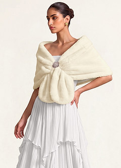 front Brosche Kunstpelz Cape