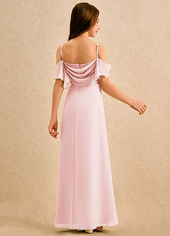 Azazie Pippy Girls Formal Robe Demoiselle D'honneur Fillette Robe Trapèze en Mousseline de soie Encolure en Forme de Cœur Rose Pâle image2