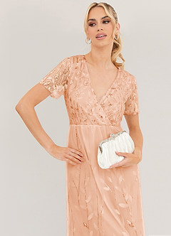Light Up Beauty Rose Gold Floral Sequin Short Sleeve Maxi Dress image5